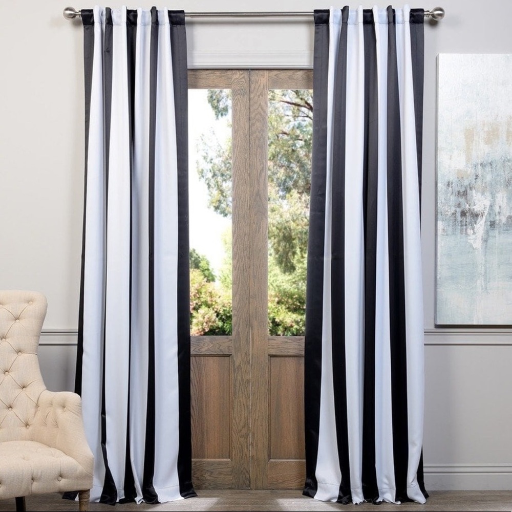 Black & White Vertical Striped Blackout Curtains